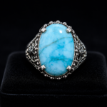Feroza Brazil Sky Blue Stone Premium Silver Ring for Men