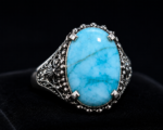 Feroza Brazil Sky Blue Stone Premium Silver Ring for Men - Image 2