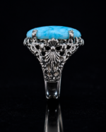 Feroza Brazil Sky Blue Stone Premium Silver Ring for Men - Image 3
