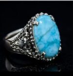 Feroza Brazil Sky Blue Stone Premium Silver Ring for Men - Image 4