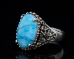 Feroza Brazil Sky Blue Stone Premium Silver Ring for Men - Image 6