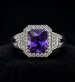 Zarkoon Kataila Purple Stone Premium Silver Ring for Men