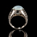 AURAQ White Aqeeq Naqsh Ring – Ornate Silver Statement Design - Image 4