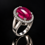 Oval Pink Cabochon Halo Statement Ring with Clear Stone Accents - Image 2